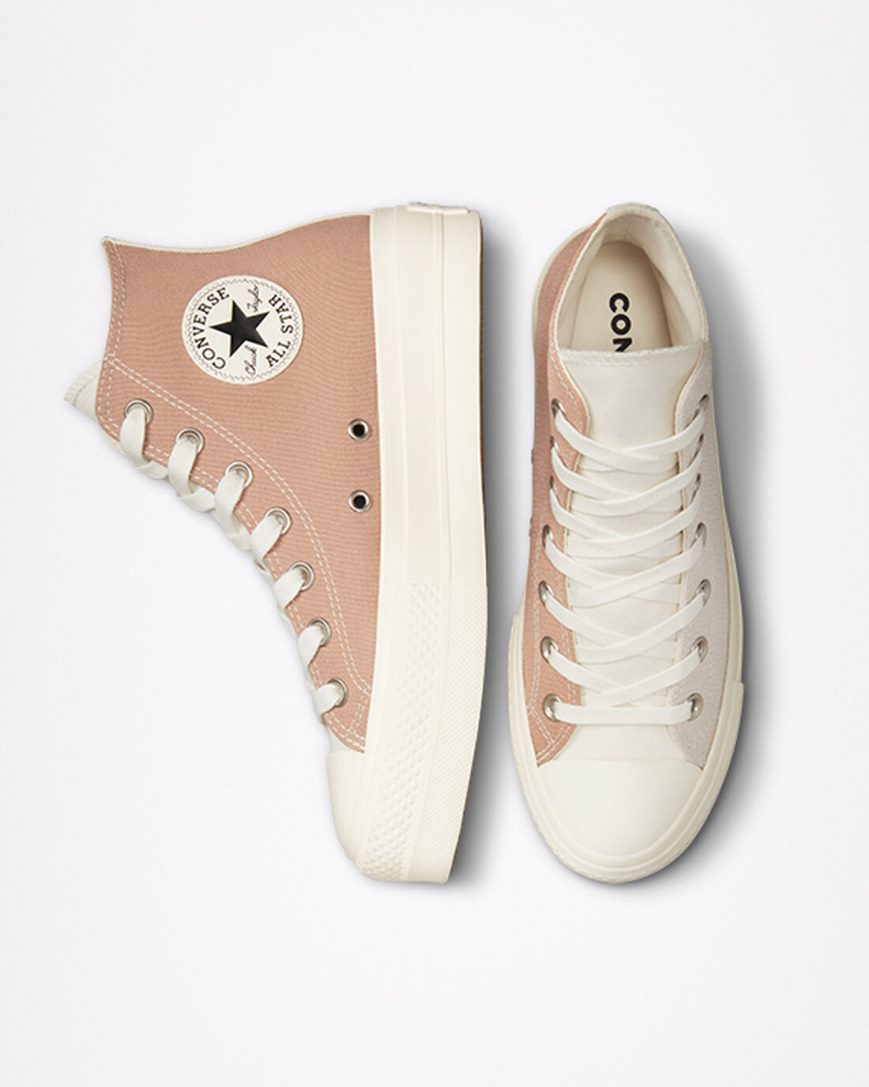 Dámské Boty Na Platformy Converse Chuck Taylor All Star Lift Tri-Panel Vysoké Meruňka Šedé | CZ HWAJ10